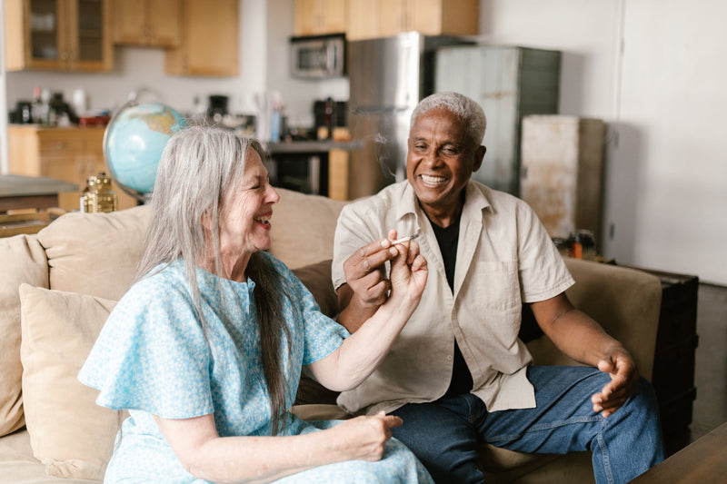 Older couple enjoying the best pre roll joint