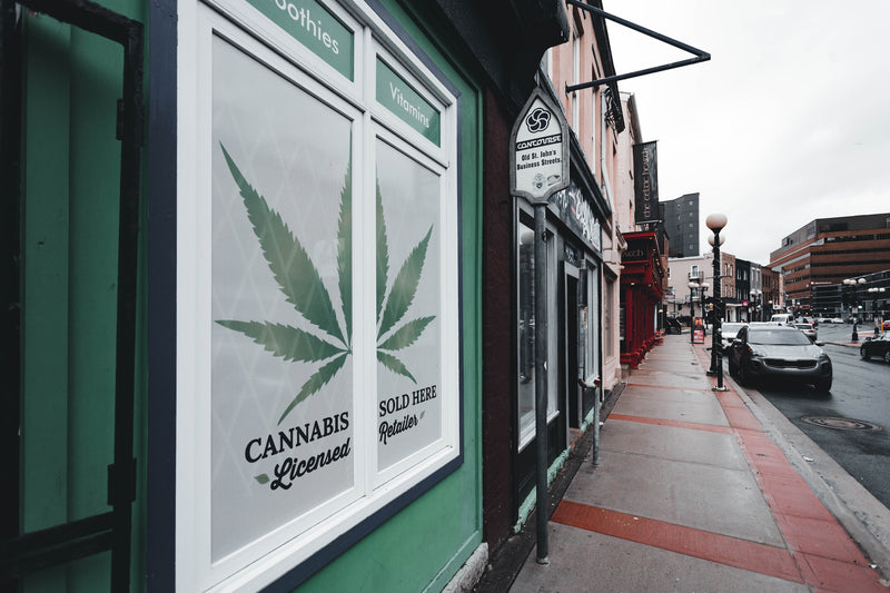 A dispensary on a city street