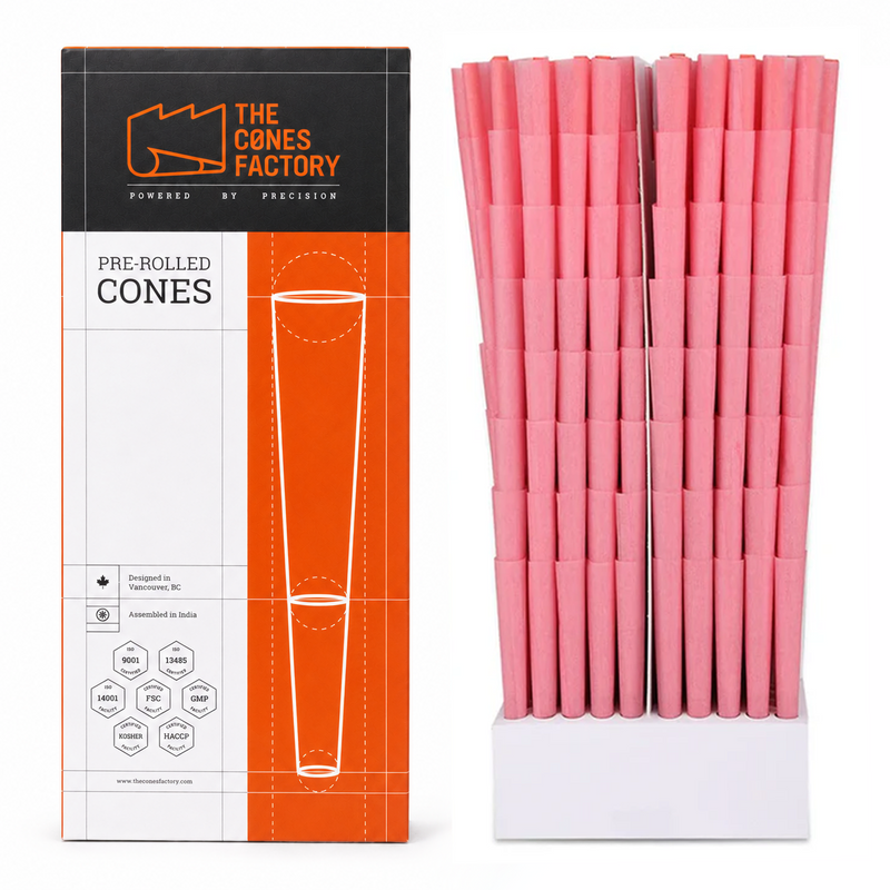 CÔNES PRÉ-ROULÉS DOGWALKER (70mm) - ROUGE PASTEL - BOÎTE DE 1000 CÔNES