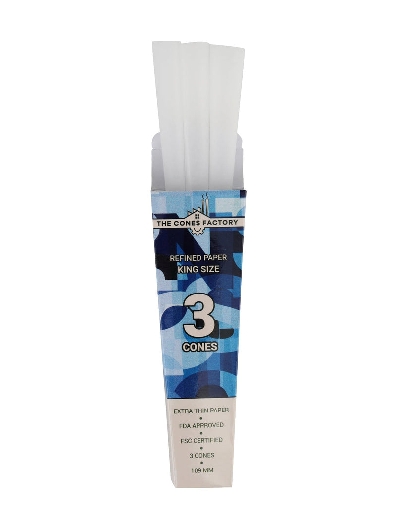 KING SIZE 109MM PRE ROLLED CONES - FRENCH WHITE - 3 PACK - BOX OF 90 CONES