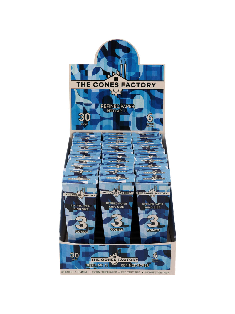 KING SIZE 109MM PRE ROLLED CONES - FRENCH WHITE - 3 PACK - BOX OF 90 CONES
