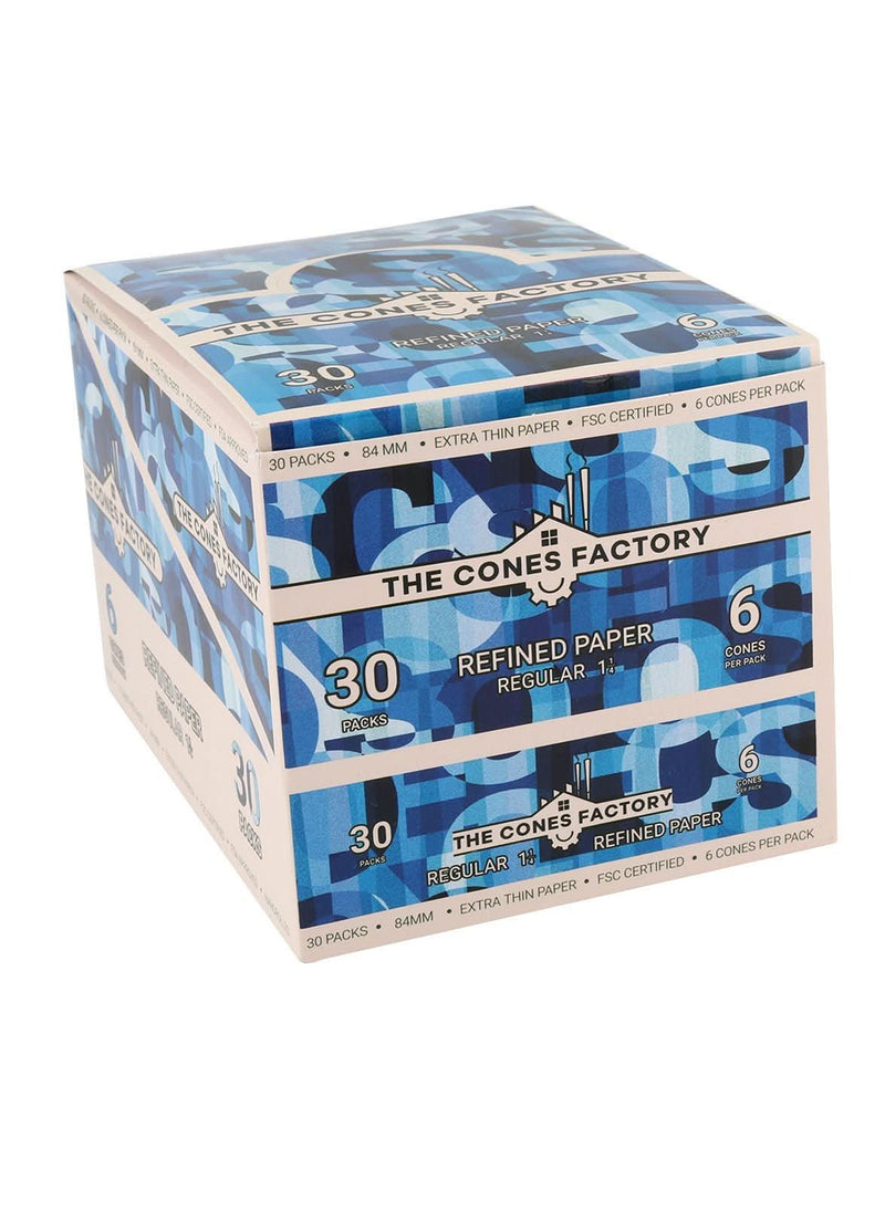 1 - 1/4 (84MM) PRE ROLLED CONES - FRENCH WHITE - 6 PACK - BOX OF 180 CONES - The Cones Factory