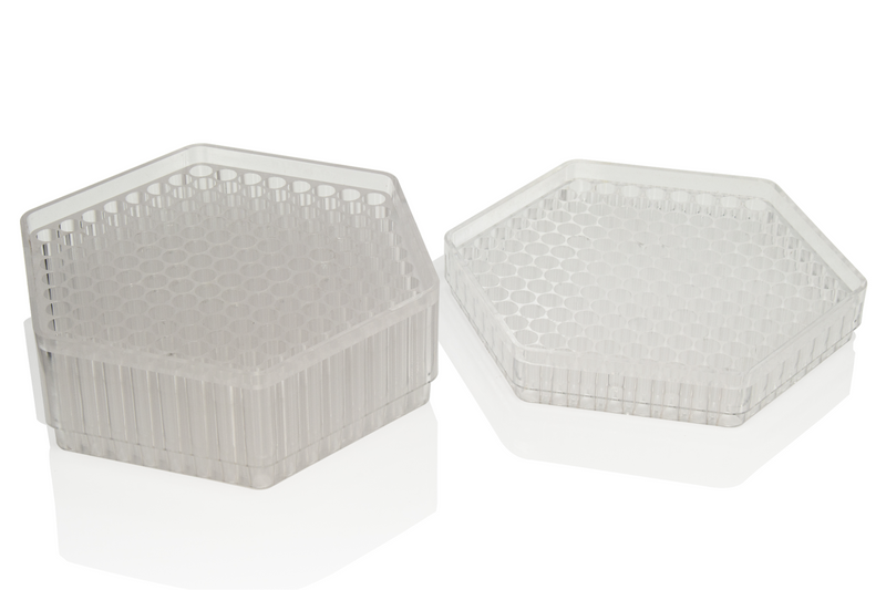Clear hexagon filling tray.