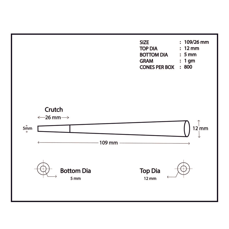 CÔNES BLUNT KING SIZE 109MM, BOÎTE DE 800 CÔNES, ENVELOPPE DE CHANVRE