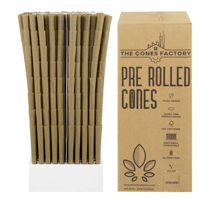 98MM BLUNT CONES, BOX OF 800 CONES, HEMP WRAPPER Brown Hemp - The Cones Factory