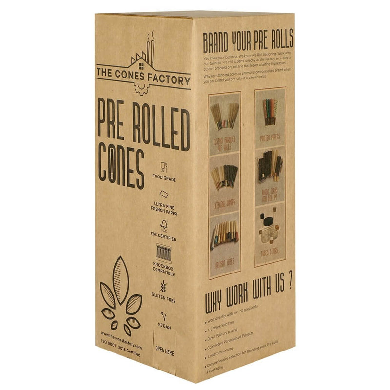 KING SIZE 109MM PRE ROLLED CONES, BOX OF 800 CONES, 100% HEMP