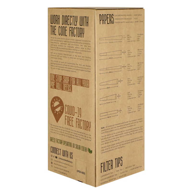 98MM REEFER PRE ROLLED CONES, BOX of 1000, HIMALAYAN TAN