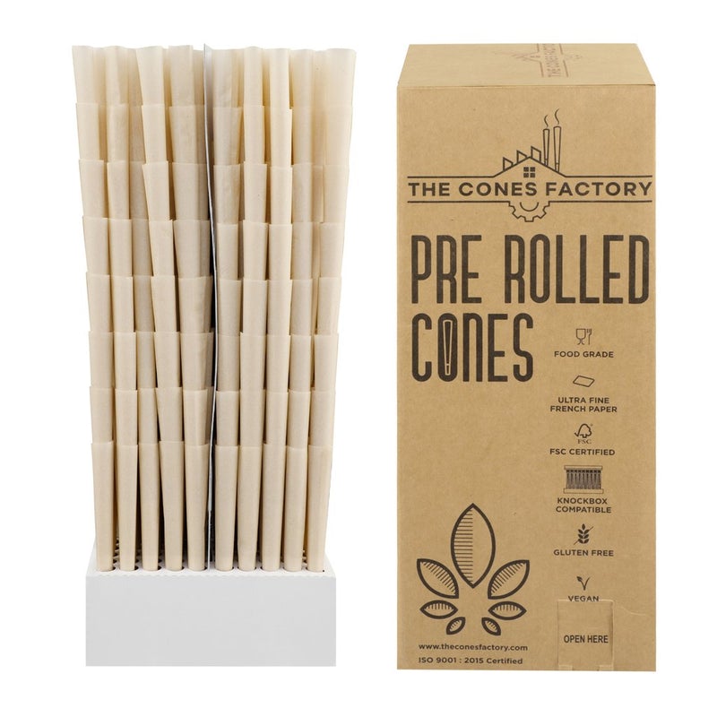 98MM PRE ROLLED CONES, BOX OF 800 CONES, 100% HEMP