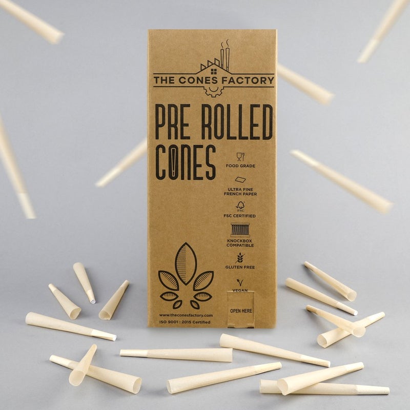 98MM PRE ROLLED CONES, BOX OF 800 CONES, 100% HEMP